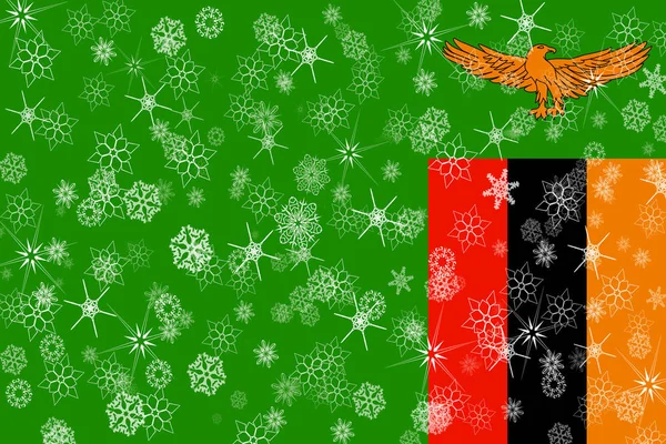 Bandeira de flocos de neve de inverno da Zâmbia — Fotografia de Stock