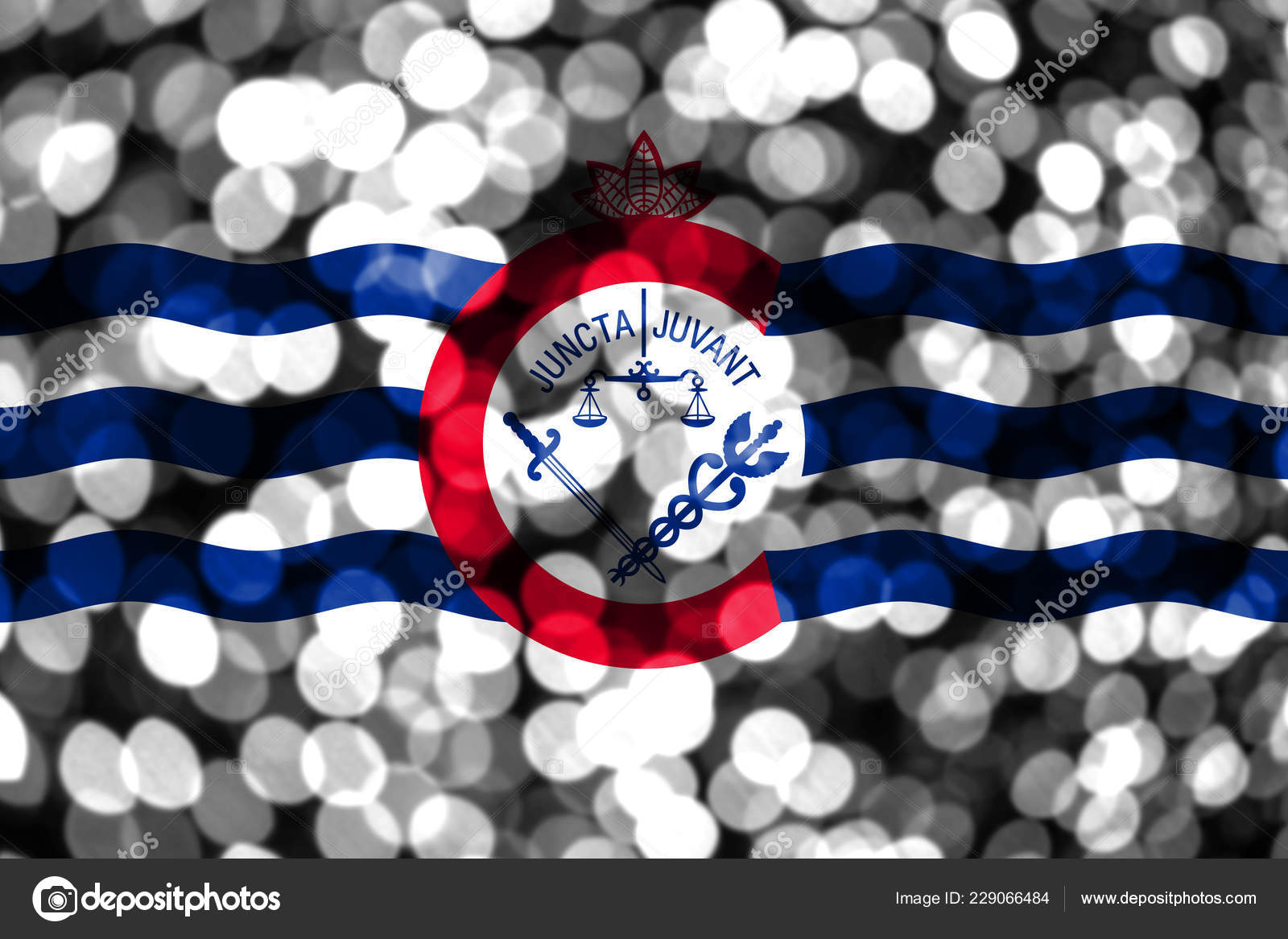 Cincinnati Ohio Abstract Blurry Bokeh Flag Christmas New Year National Stock Photo C Vladem 229066484