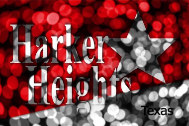 Harker Heights, Texas soyut bulanık bokeh bayrak. Noel, yeni yıl ve ulusal gün kavramı bayrak. Amerika Birleşik Devletleri.