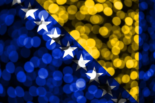 Bósnia Herzegovina Abstrato Embaçado Bokeh Bandeira Natal Ano Novo Bandeira — Fotografia de Stock