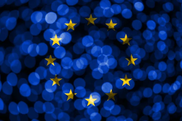 Vlajka Evropské Unie Abstraktní Fuzzy Bokeh Vánoce Nový Rok Národní — Stock fotografie