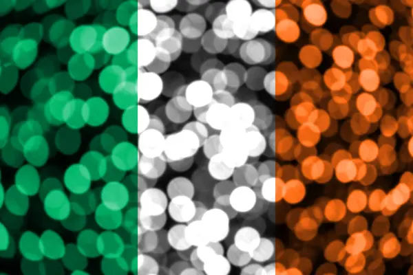 Írország Absztrakt Homályos Bokeh Zászló Karácsony Nemzeti Nap Koncepció Zászló — Stock Fotó