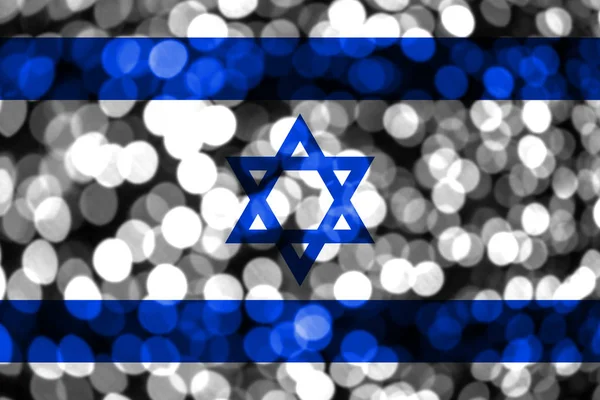 Israel Abstrato Desfocado Bandeira Bokeh Natal Ano Novo Bandeira Conceito — Fotografia de Stock