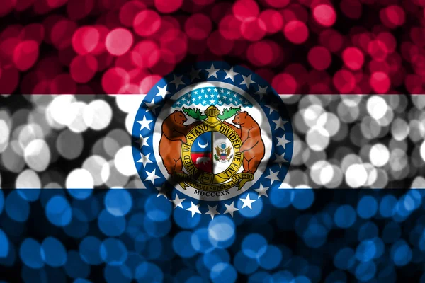 Missouri Abstrato Desfocado Bandeira Bokeh Natal Ano Novo Bandeira Conceito — Fotografia de Stock