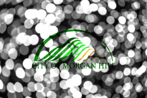 Morgan Hill California Abstract Blurry Bokeh Flag Christmas New Year — Stock Photo, Image