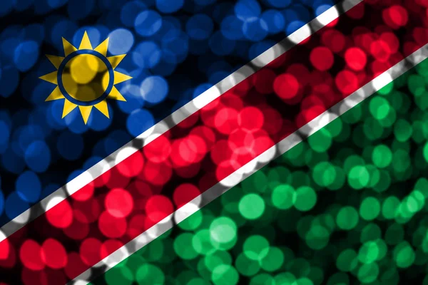 Vlajka Namibie Abstraktní Fuzzy Bokeh Vánoce Nový Rok Národní Den — Stock fotografie