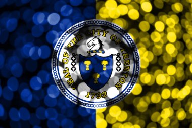 Trenton, New Jersey soyut bulanık bokeh bayrak. Noel, yeni yıl ve ulusal gün kavramı bayrak. Amerika Birleşik Devletleri.