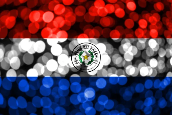 Flaga Paragwaju Bokeh Rozmyte Streszczenie Boże Narodzenie Nowy Rok Narodowy — Zdjęcie stockowe