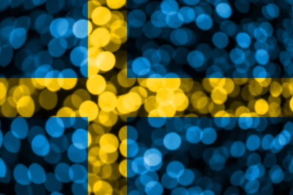 Suecia Bandera Bokeh Borrosa Abstracta Bandera Del Concepto Navidad Año — Foto de Stock