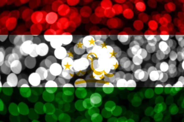 Tajiquistão Abstrato Desfocado Bandeira Bokeh Natal Ano Novo Bandeira Conceito — Fotografia de Stock