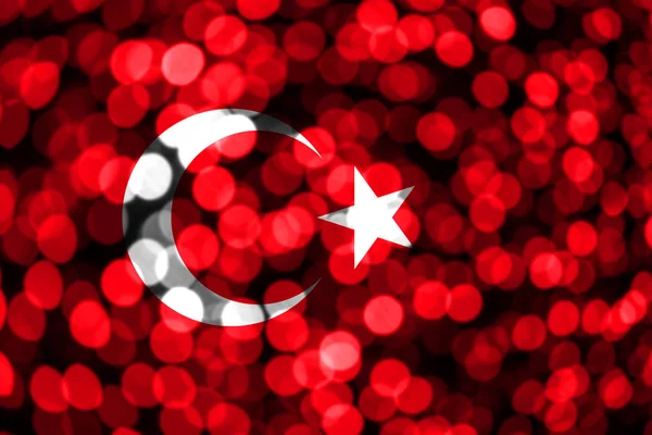 Turchia Bandiera Bokeh Sfocata Astratta Natale Capodanno Festa Nazionale Bandiera — Foto Stock