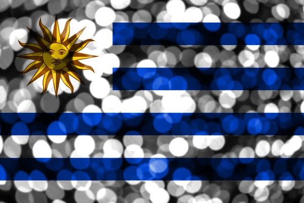 Uruguai Abstrato Desfocado Bandeira Bokeh Natal Ano Novo Bandeira Conceito — Fotografia de Stock