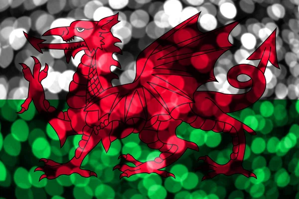 Vlag Van Abstracte Wazig Bokeh Van Wales Kerstmis Nieuwjaar Nationale — Stockfoto