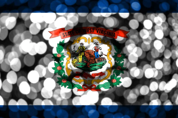 West Virginia Abstrato Embaçado Bokeh Bandeira Natal Ano Novo Bandeira — Fotografia de Stock