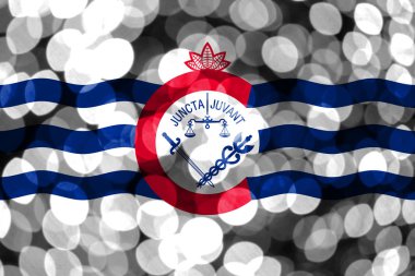 Cincinnati, Ohio soyut bulanık bokeh bayrak. Noel, yeni yıl ve ulusal gün kavramı bayrak. Amerika Birleşik Devletleri.