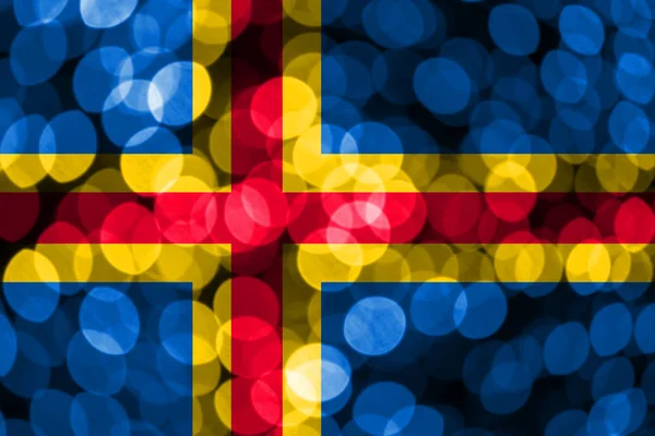 Aland Abstract Blurry Bokeh Flag Christmas New Year National Day — Stock Photo, Image