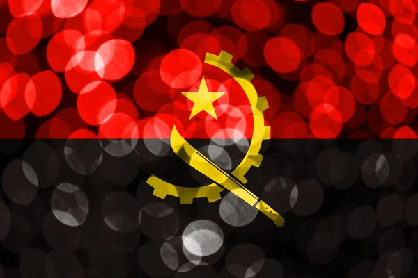 Angola Abstrato Desfocado Bandeira Bokeh Natal Ano Novo Bandeira Conceito — Fotografia de Stock