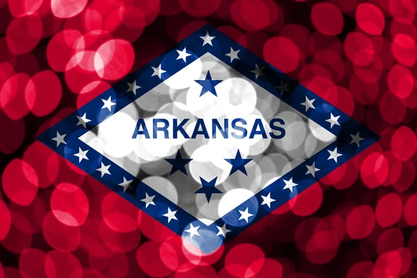Arkansas Vlajka Abstraktní Fuzzy Bokeh Vánoce Nový Rok Národní Den — Stock fotografie