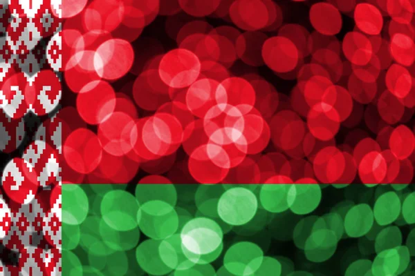 Vlag Van Abstracte Wazig Bokeh Van Wit Rusland Kerstmis Nieuwjaar — Stockfoto