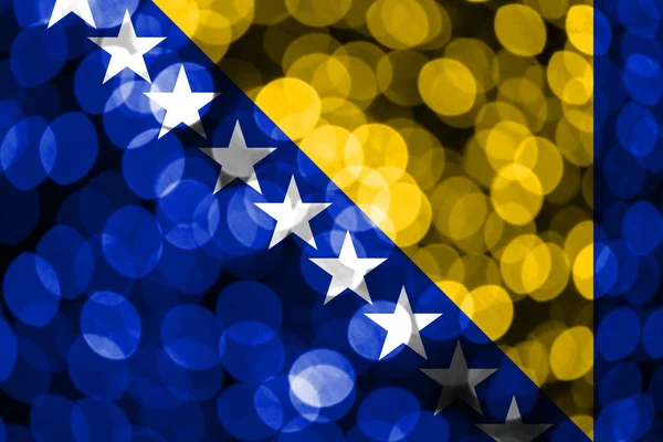 Bósnia Herzegovina Abstrato Embaçado Bokeh Bandeira Natal Ano Novo Bandeira — Fotografia de Stock