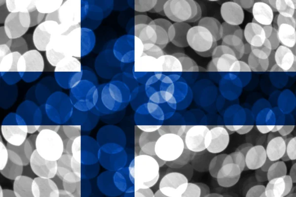 Finlândia Abstrato Desfocado Bandeira Bokeh Natal Ano Novo Bandeira Conceito — Fotografia de Stock
