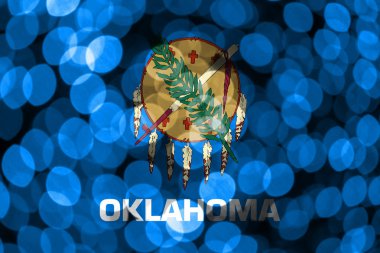 Oklahoma soyut bulanık bokeh bayrak. Noel, yeni yıl ve ulusal gün kavramı bayrak. Amerika Birleşik Devletleri.