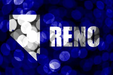 Reno, Nevada soyut bulanık bokeh bayrak. Noel, yeni yıl ve ulusal gün kavramı bayrak. Amerika Birleşik Devletleri.