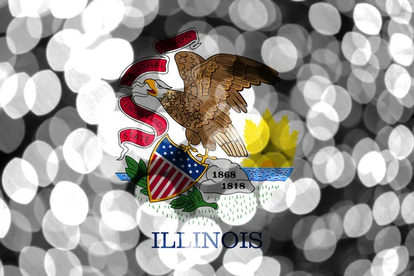 Illinois Bandeira Bokeh Embaçada Abstrata Natal Ano Novo Bandeira Conceito — Fotografia de Stock