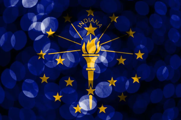 Indiana Absztrakt Homályos Bokeh Zászló Karácsony Nemzeti Nap Koncepció Zászló — Stock Fotó
