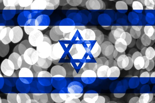 Israel Abstrato Desfocado Bandeira Bokeh Natal Ano Novo Bandeira Conceito — Fotografia de Stock