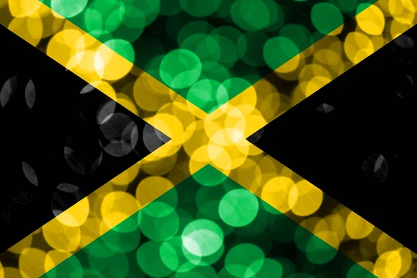 Jamaica Absztrakt Homályos Bokeh Zászló Karácsony Nemzeti Nap Koncepció Zászló — Stock Fotó