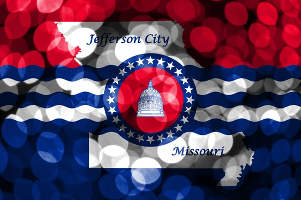 Jefferson City Missouri Vlajka Abstraktní Fuzzy Bokeh Vánoce Nový Rok — Stock fotografie