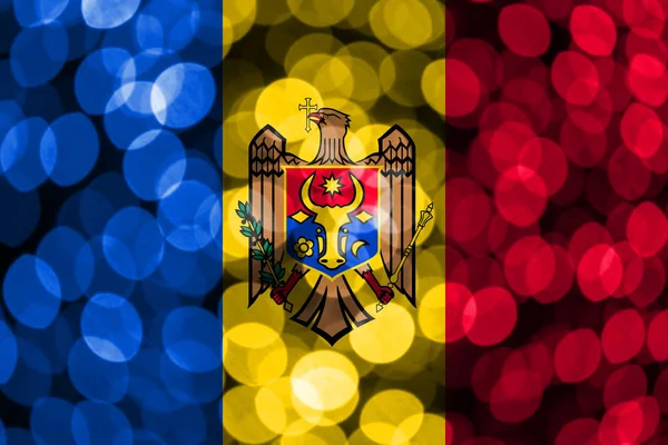 Vlag Van Abstracte Wazig Bokeh Van Moldavië Kerstmis Nieuwjaar Nationale — Stockfoto