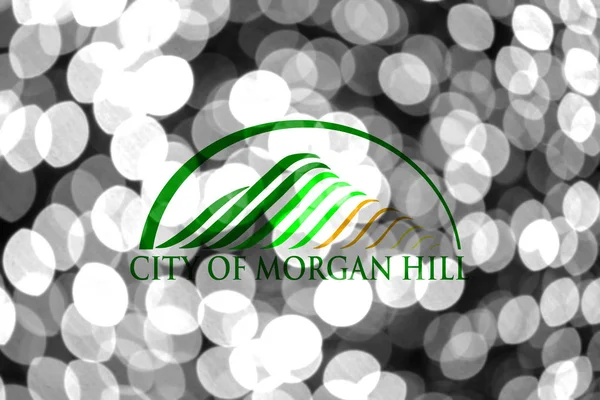 Morgan Hill California Abstract Blurry Bokeh Flag Christmas New Year — Stock Photo, Image