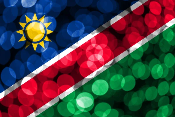 Namibia Abstract Blurry Bokeh Flag Christmas New Year National Day — Stock Photo, Image