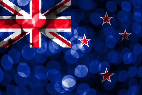 Nowa Zelandia Bokeh Rozmyte Streszczenie Flagi Boże Narodzenie Nowy Rok — Zdjęcie stockowe