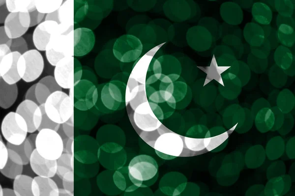 Pakistan Abstrakte Verschwommene Bokeh Flagge Weihnachten Neujahr Und Nationalfeiertag — Stockfoto