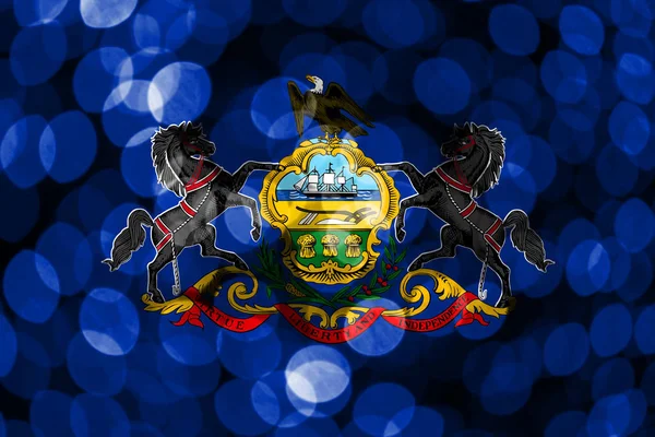 Pensilvânia Abstrato Desfocado Bokeh Bandeira Natal Ano Novo Bandeira Conceito — Fotografia de Stock