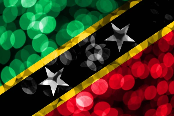Saint Kitts Nevis Abstract Blurry Bokeh Flag Christmas New Year — Stock Photo, Image