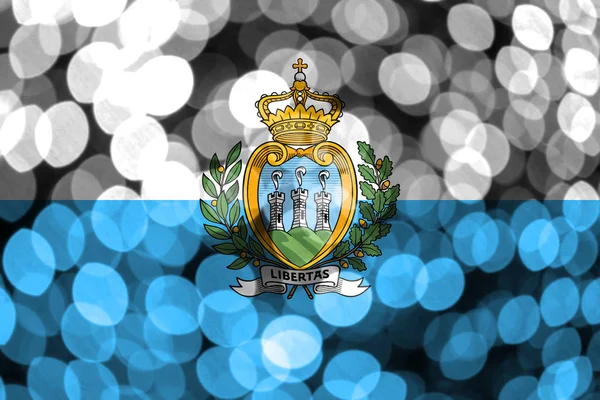 San Marino Abstract Blurry Bokeh Flag Christmas New Year National — Stock Photo, Image