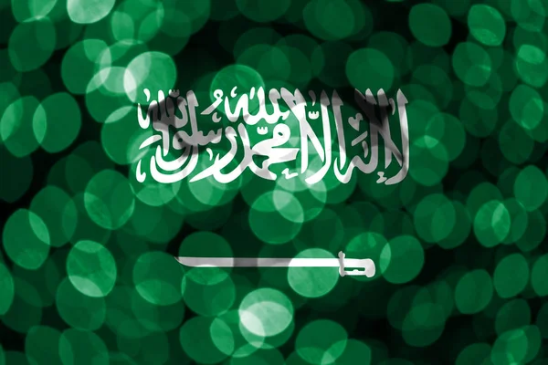 Saúdská Arábie Vlajka Abstraktní Fuzzy Bokeh Vánoce Nový Rok Národní — Stock fotografie