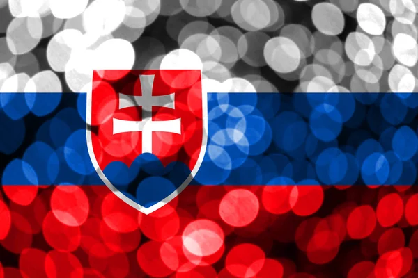 Eslovaquia Bandera Bokeh Borrosa Abstracta Bandera Del Concepto Navidad Año —  Fotos de Stock