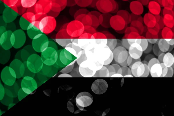 Sudão Abstrato Desfocado Bandeira Bokeh Natal Ano Novo Bandeira Conceito — Fotografia de Stock