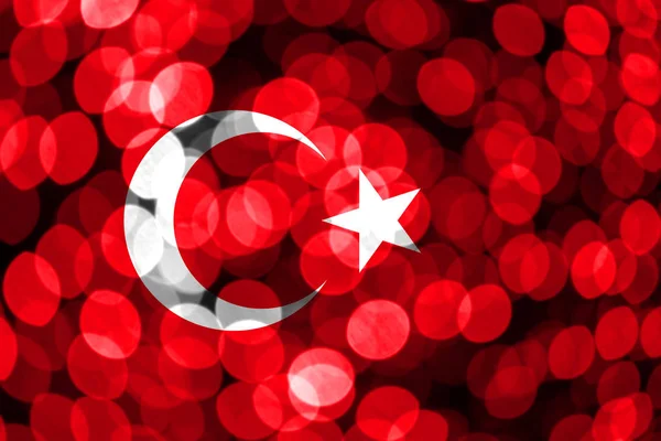 Turchia Bandiera Bokeh Sfocata Astratta Natale Capodanno Festa Nazionale Bandiera — Foto Stock
