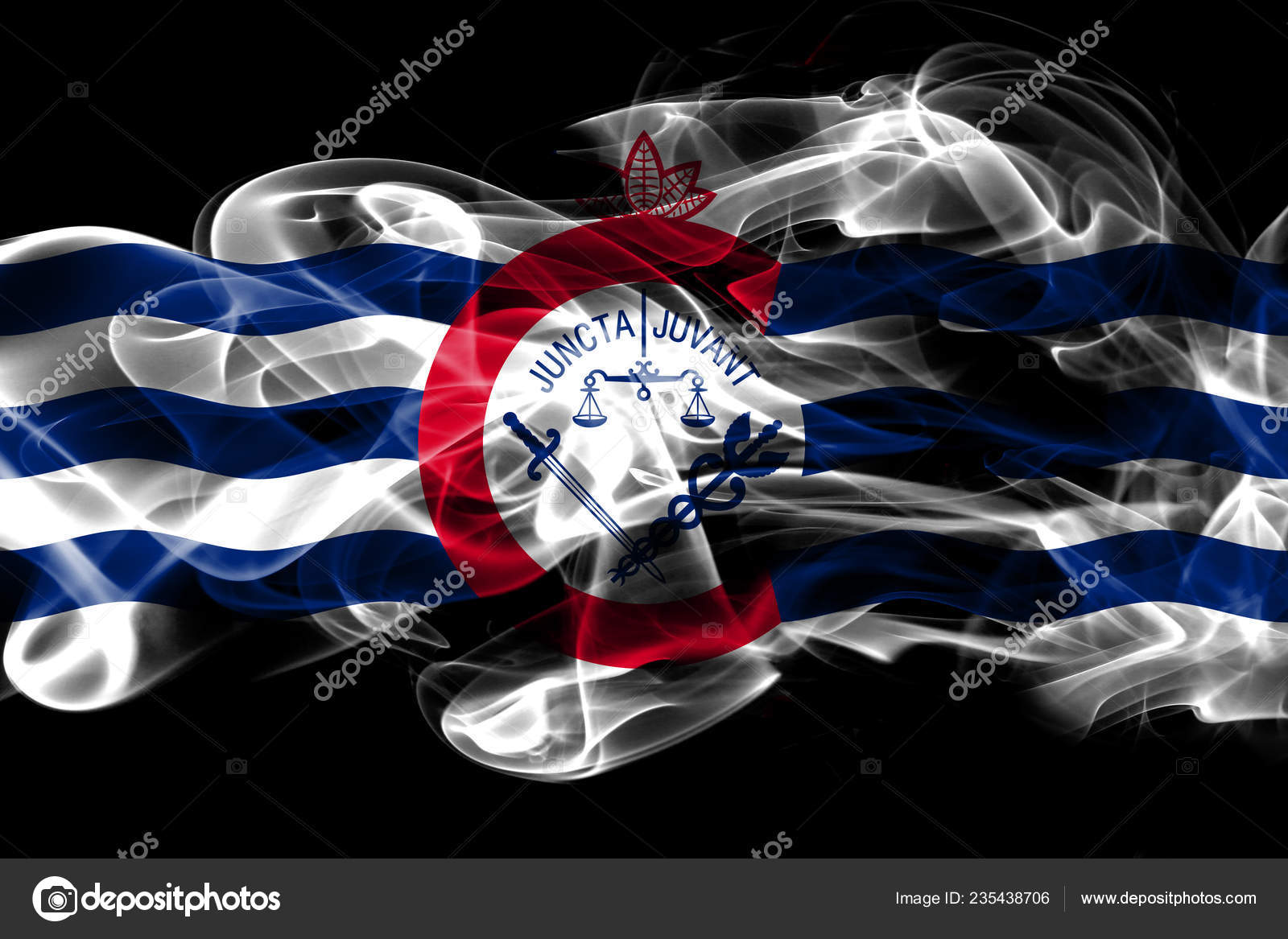Cincinnati City Smoke Flag Ohio State United States America Stock Photo C Vladem 235438706