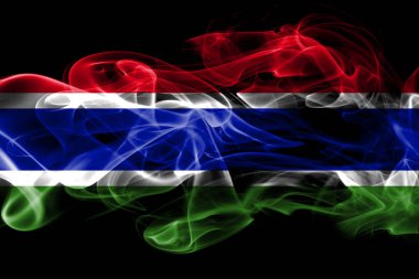 Renkli duman siyah arka plan üzerine izole Gambiya ulusal bayrak imal