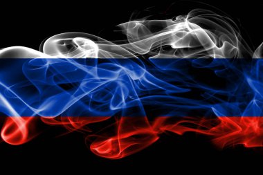 Rusya'nın ulusal bayrak renkli duman siyah arka plan üzerine izole yapılmış