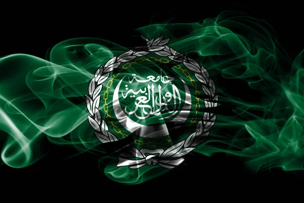 Nationalflagge Der Arabischen Liga Aus Farbigem Rauch Isoliert Auf Schwarzem — Stockfoto
