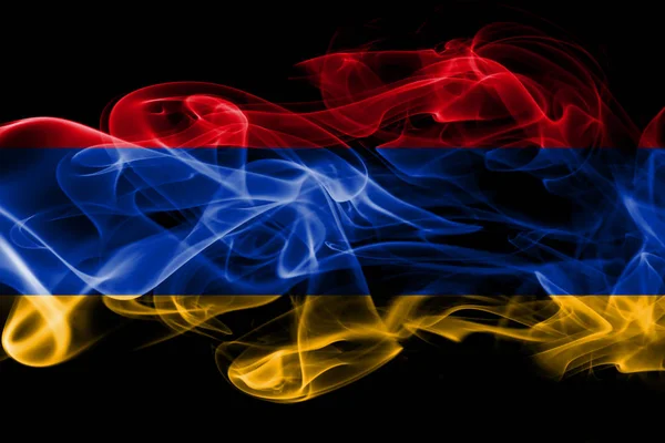 Státní Vlajka Arménské Vyrobené Barevného Kouře Izolované Černém Pozadí — Stock fotografie