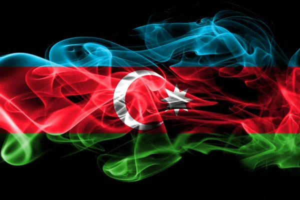 Nationale Vlag Van Azerbeidzjan Gemaakt Van Gekleurde Rook Geïsoleerd Zwarte — Stockfoto